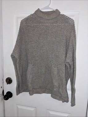 Relaxed Knit Turtleneck Sweater - Gray